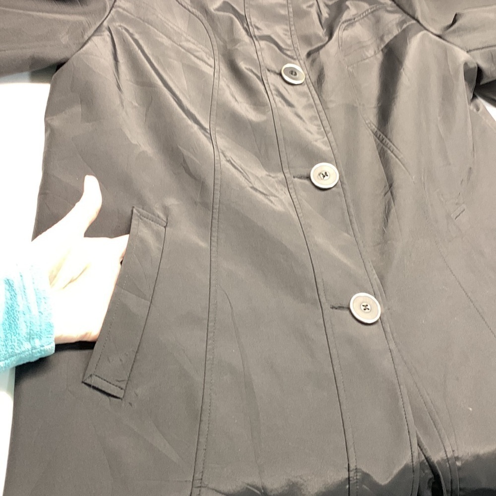 Cleo Petites Trench Coat with Removable Hood Colour Black Size Large - Picture 4 of 14